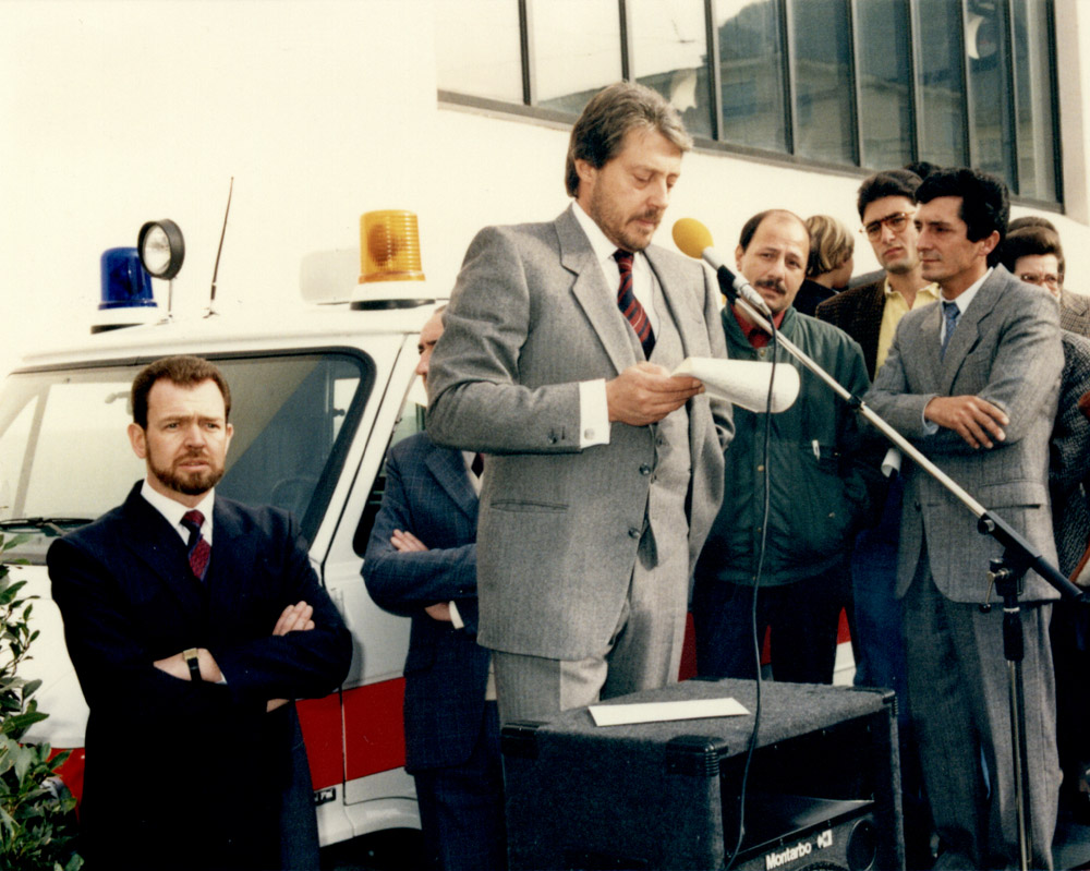 1987 - Il presidente Gianmaria Solari inaugura la nuova sede di Pregassona